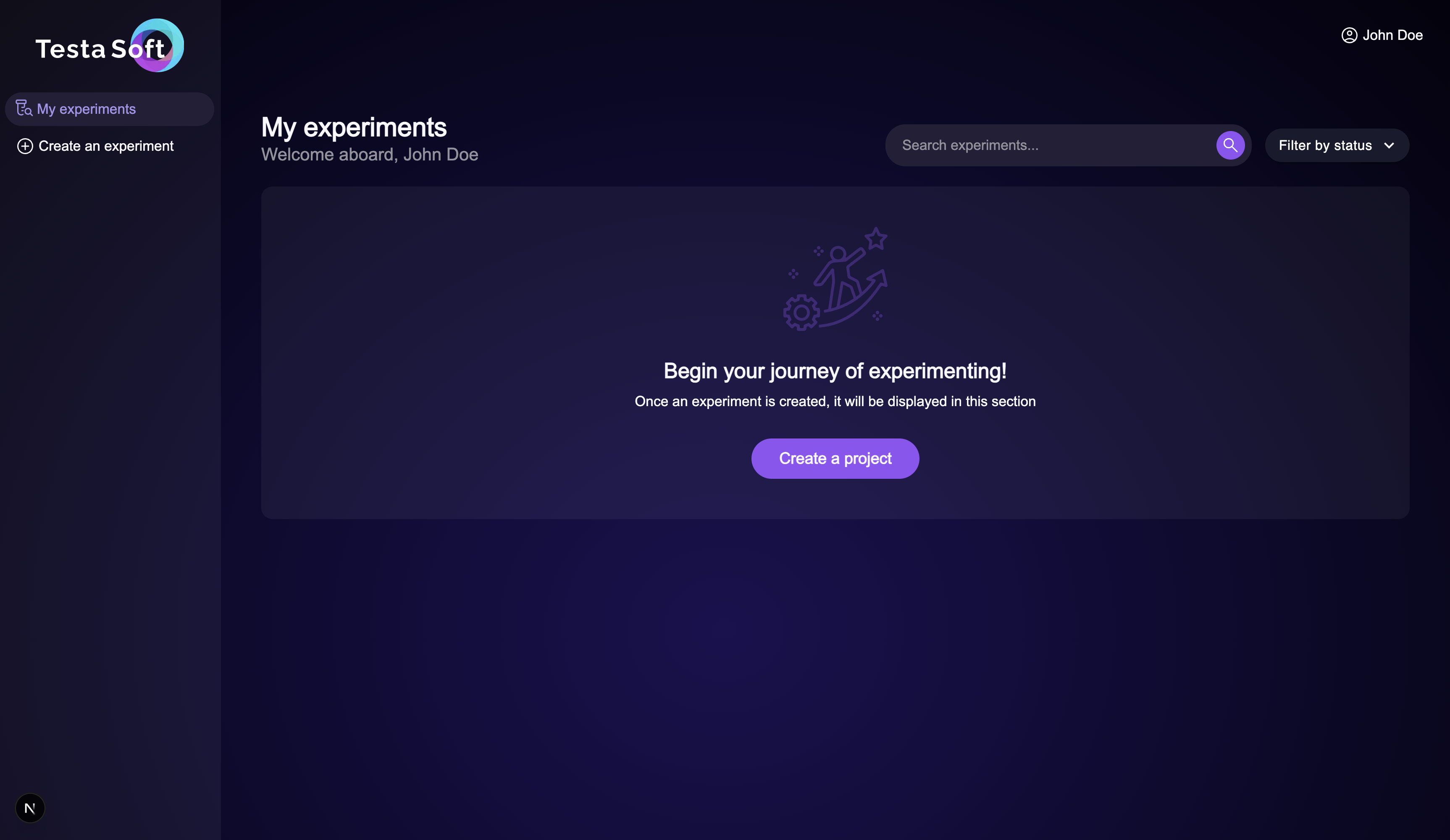Creating a project in the Testa dashboard